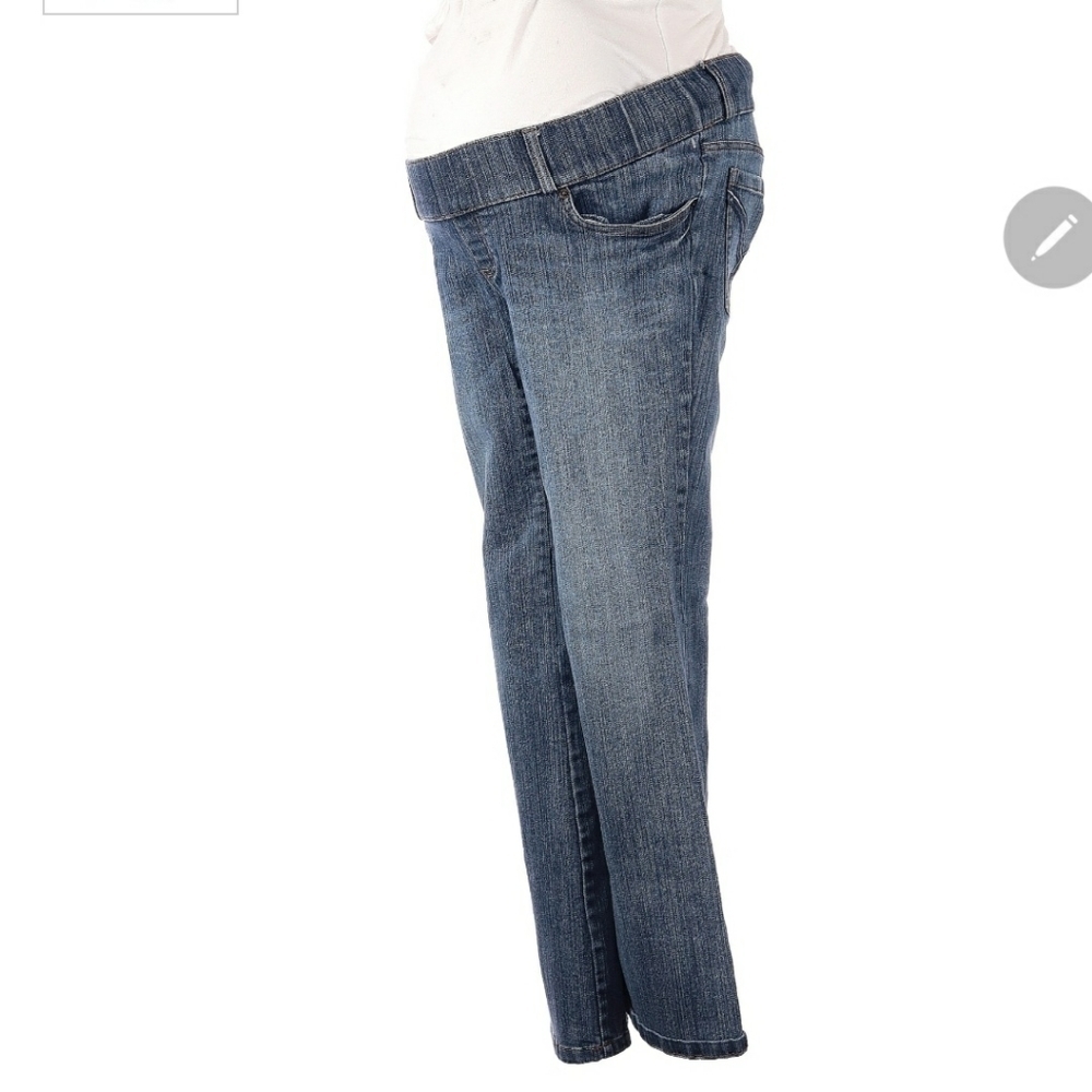 Motherhood Maternity Size Medium M Denim Blue Jeans Boot Cut Leg Stretch Waist